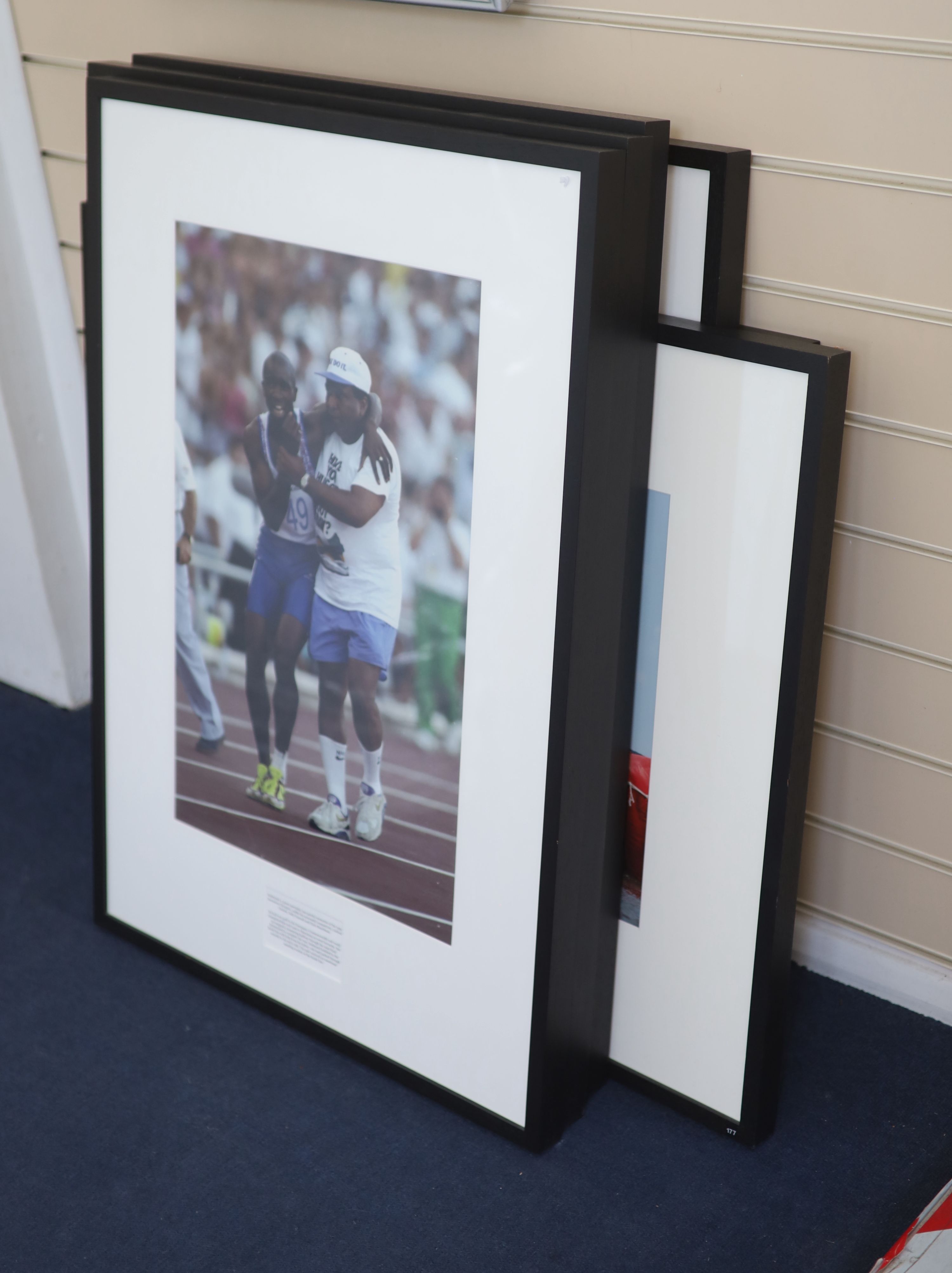 A collection of ten assorted photographs of Olympic athletes, approximately 45 x 57cm